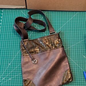 Brighton Brown Crossbody Bag with Croc Trim